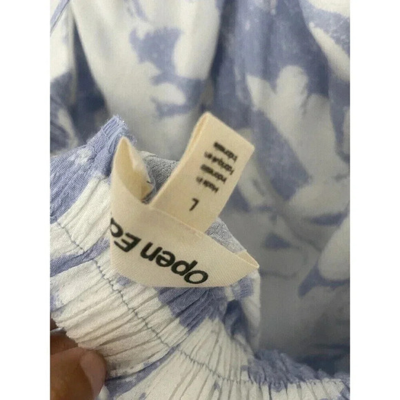 Open Edit Womens Size Large Sundress Marble Print Open Back White and Blue - Picture 7 of 12